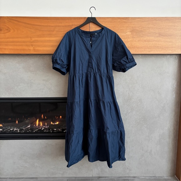 NWT ENGLISH FACTORY SHORT PUFF SLEEVE MIDI DRESS, SIZE 1X - Picture 4 of 16